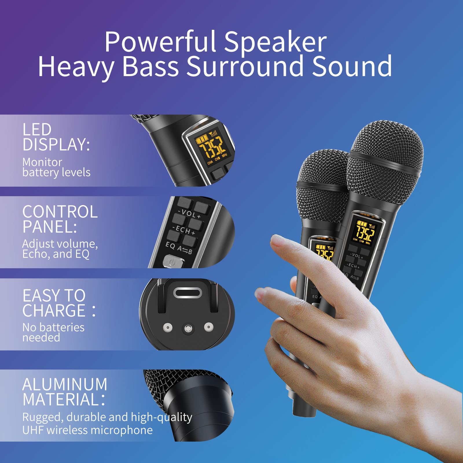 Karaoke Machine for Adults and Kids with 2 UHF Wireless Microphones Review