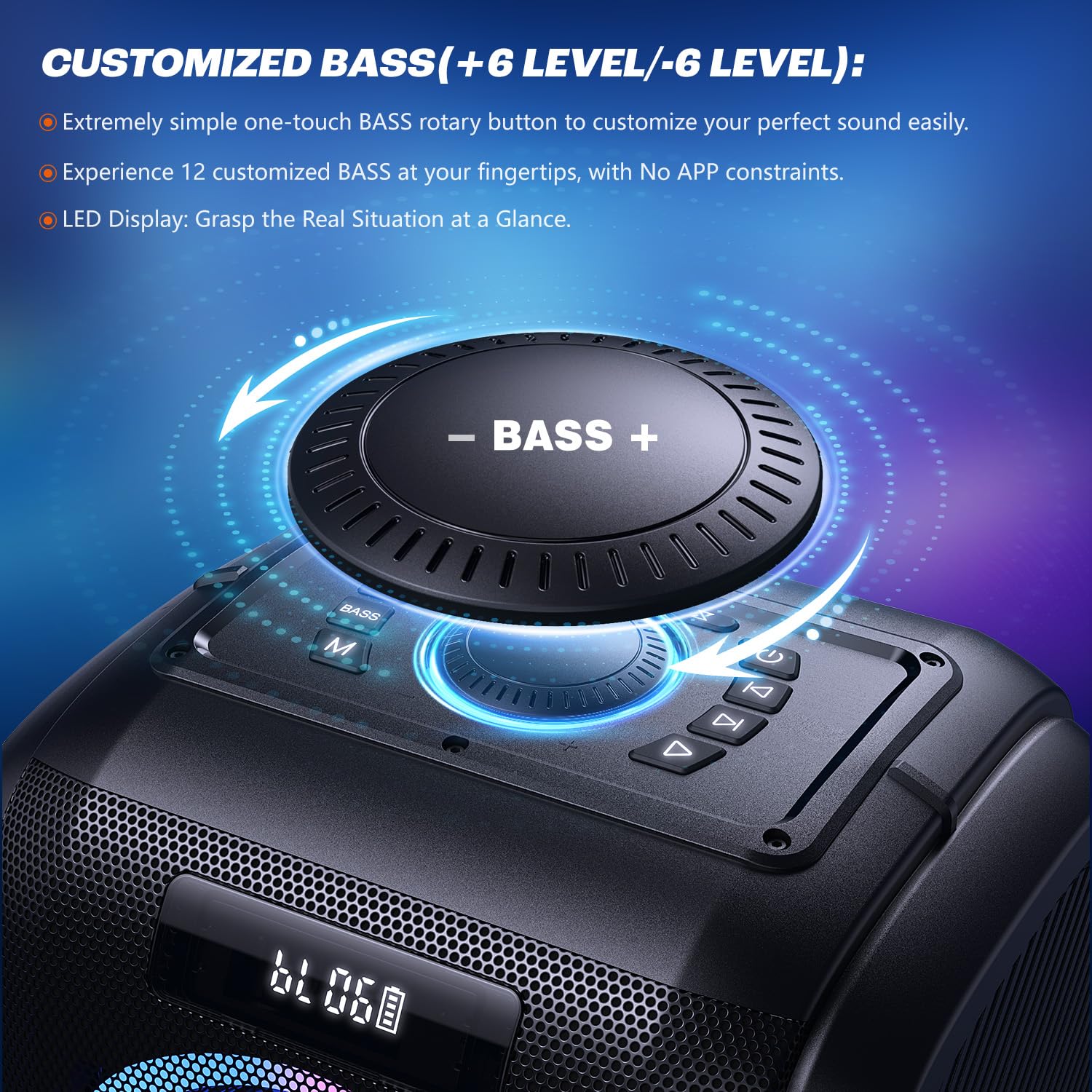W-KING 250W PEAK Bluetooth Speaker Party Large Loudest Boom box/Massive 120dB/12 Custom Bass, V5.3 Portable Speaker Wireless, Extra Bass/2*6.5'' Subwoofer/IPX5