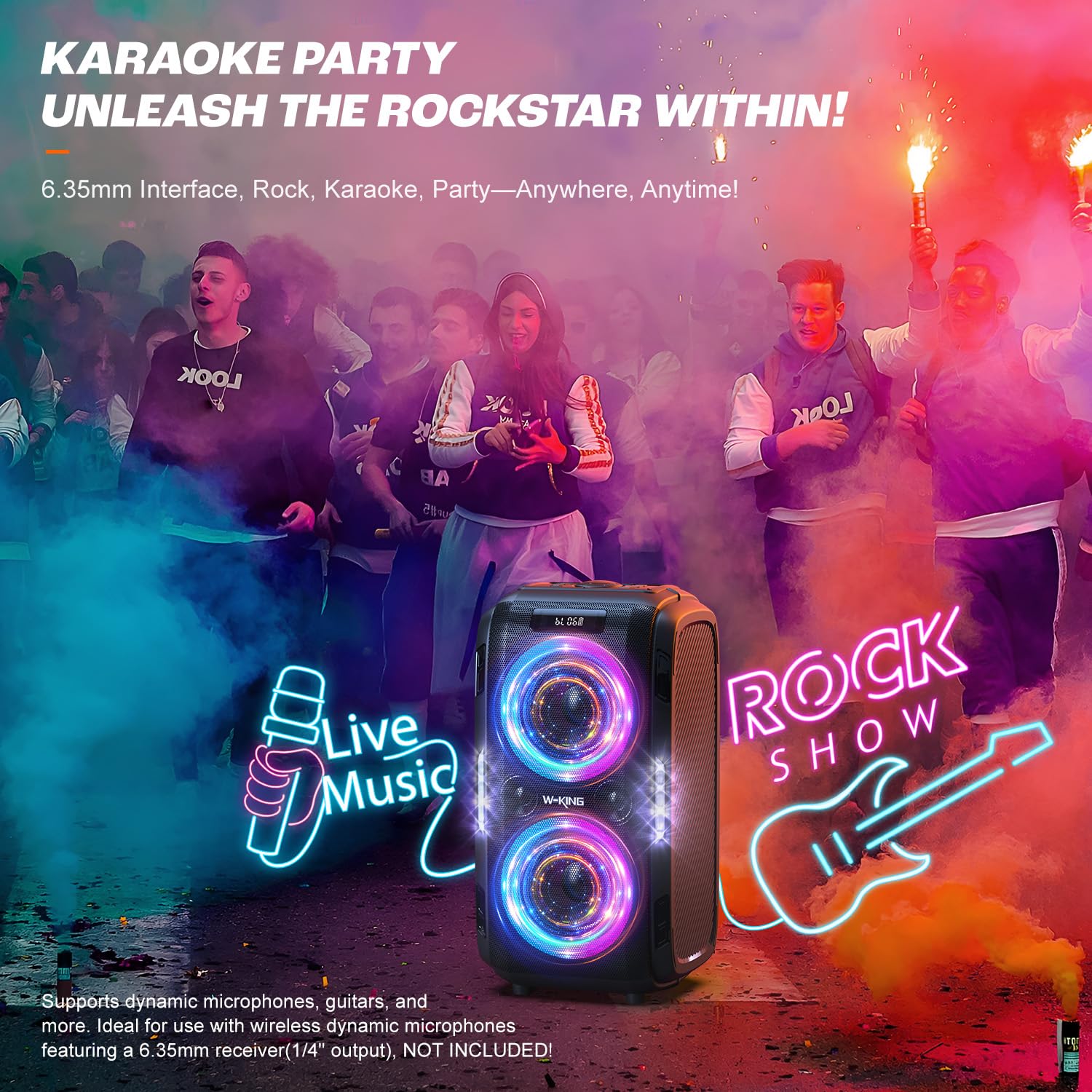 W-KING 250W PEAK Bluetooth Speaker Party Large Loudest Boom box/Massive 120dB/12 Custom Bass, V5.3 Portable Speaker Wireless, Extra Bass/2*6.5'' Subwoofer/IPX5