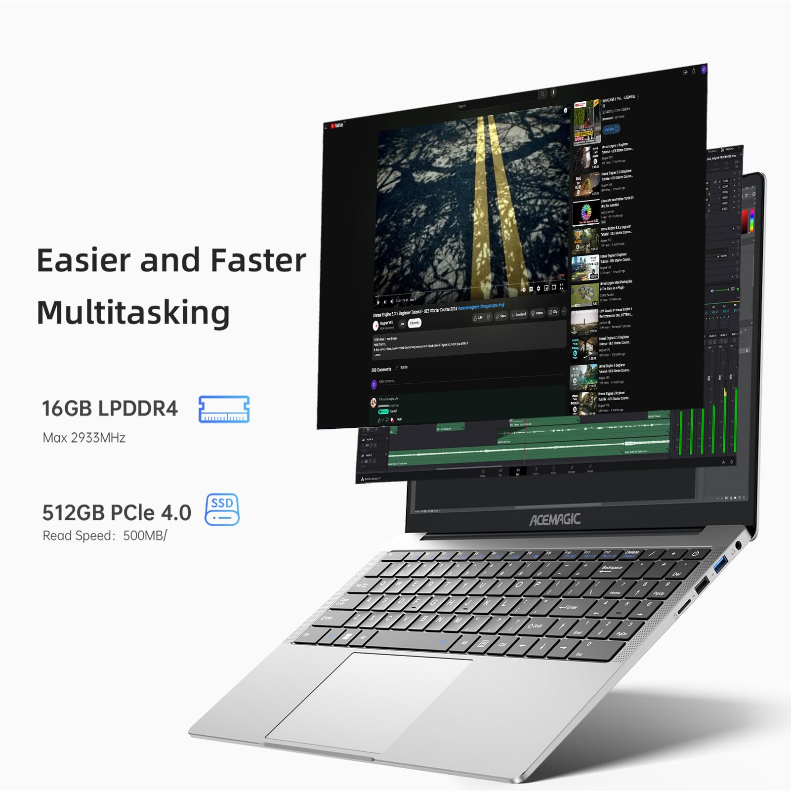 ACEMAGIC Laptop Computer 15.6 inch - Quad-Core N-97 Processor Notebook Laptops Up to 3.6GHz (Beat N5095),16GB DDR4 512GB SSD Student Laptop with Metal Body Support WiFi, BT
