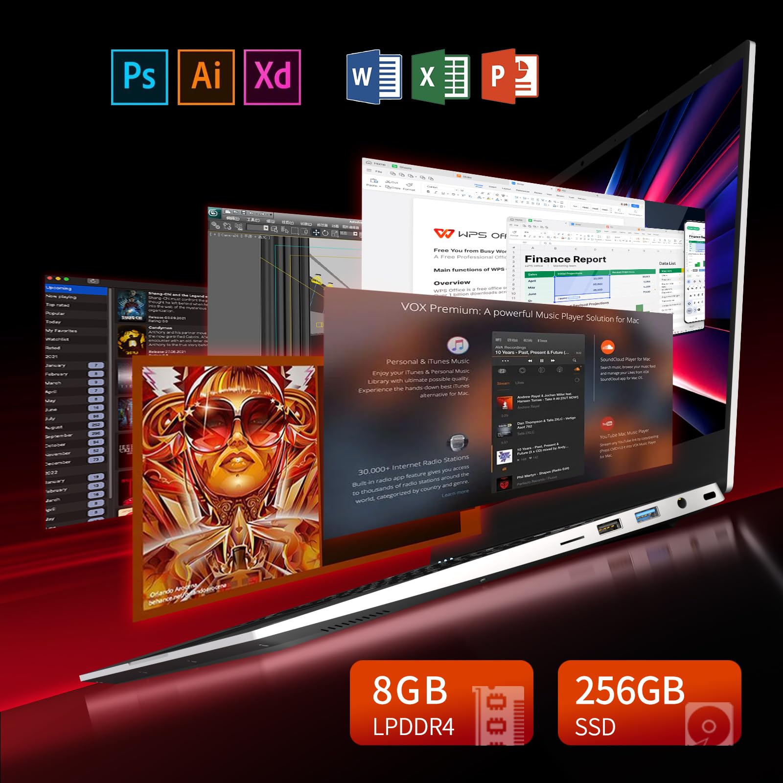 Laptop 15.6 inch, Windows 11 Laptop 8GB LPDDR4 RAM 256GB SSD, Celeron N4000 Processor, 1920*1080 FHD Screen, UlrtaSlim Laptop with Mini HDMI