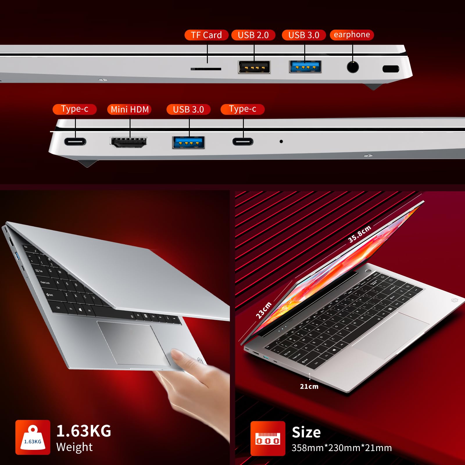 Laptop 15.6 inch, Windows 11 Laptop 8GB LPDDR4 RAM 256GB SSD, Celeron N4000 Processor, 1920*1080 FHD Screen, UlrtaSlim Laptop with Mini HDMI
