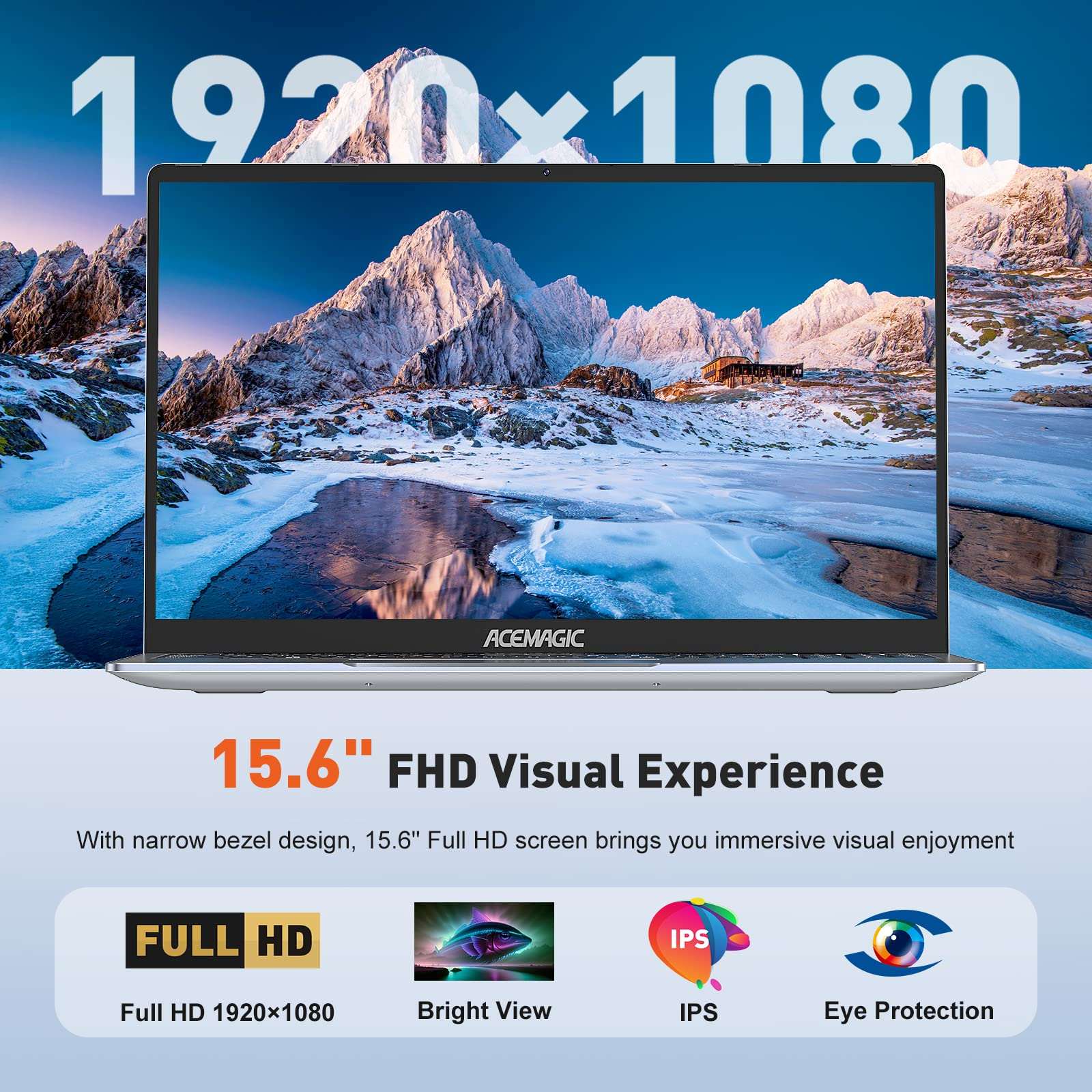 ACEMAGIC 15.6 inch FHD Laptop Computer - 4 Core Intel® N150 Processor Up to 3.6GHz (Beat N100/N97/N5095) Laptops,16GB DDR4 512GB SSD Notebook