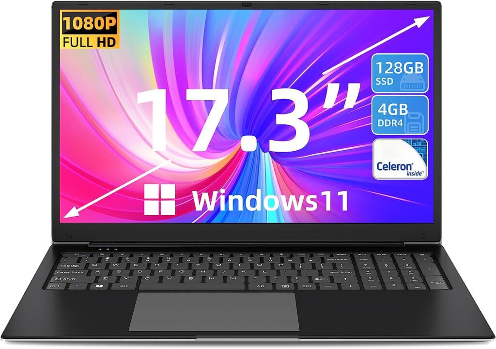 "SGIN Laptop 17.3 Inch, Windows 11 Notebook Celeron I3 Processor, 4GB DDR3 128GB SSD, FHD IPS Display, HDMI, Type-C, Numpad, for Business and Students Review