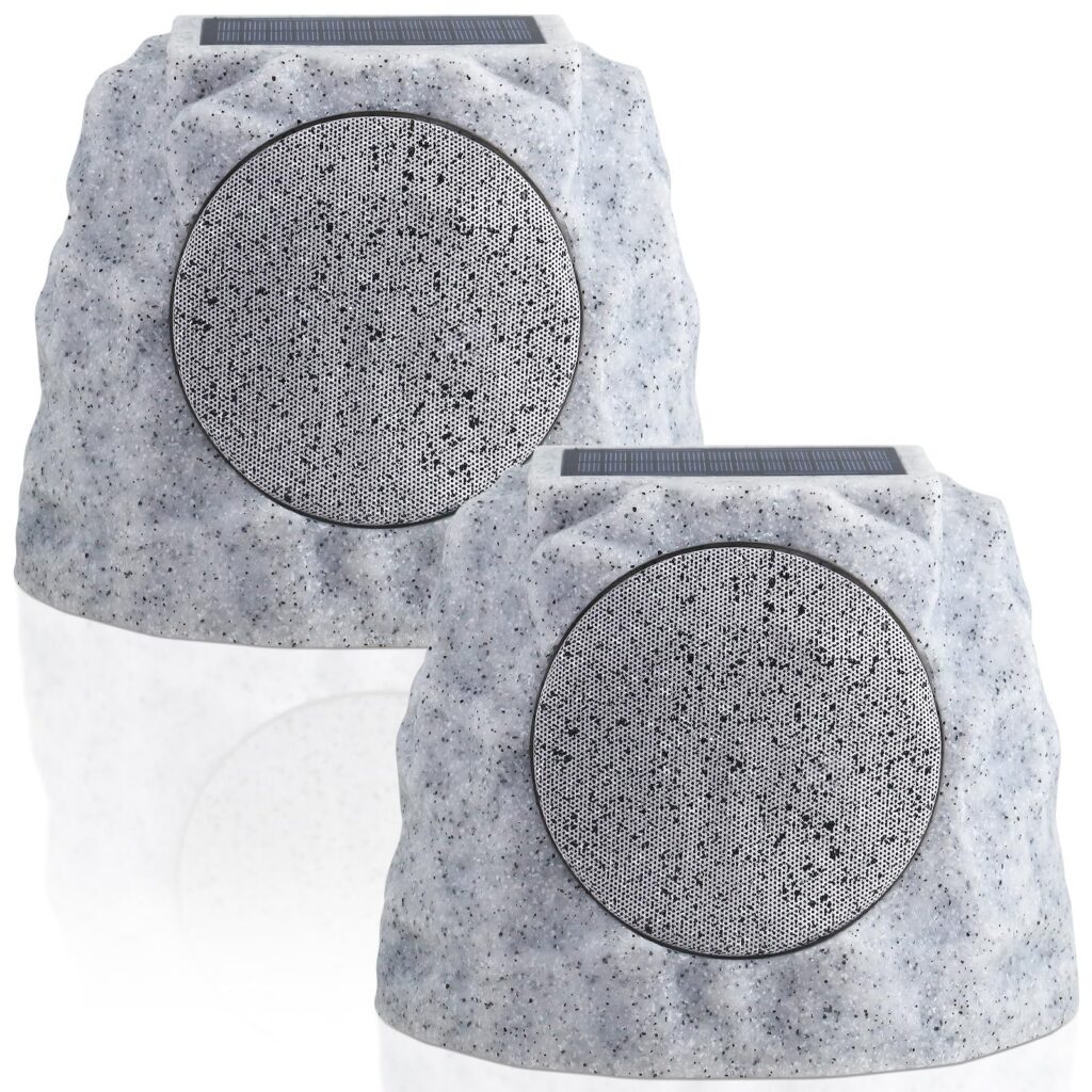 "NiceBuy Solar Rock Speakers Outdoor Water-Resistant Solar Powered Rock Speaker with Lights RGB and TWS Pair for Patio Outside Garden BBQ Deck Review"